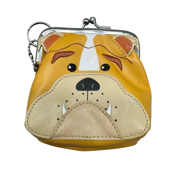 Handbags - wilsons leather maxima Bulldog Face Genuine Leather Coin Purse With Keychain REA